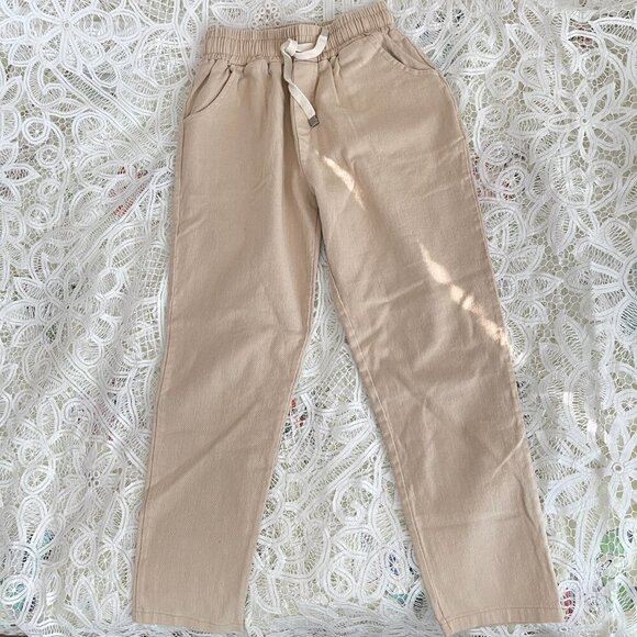 Paper-bag High-waist Drawstring Trouser Pants Tan - XS - Picture 1 of 6
